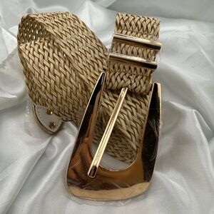 New Gold and Tan Woven Women's Belt